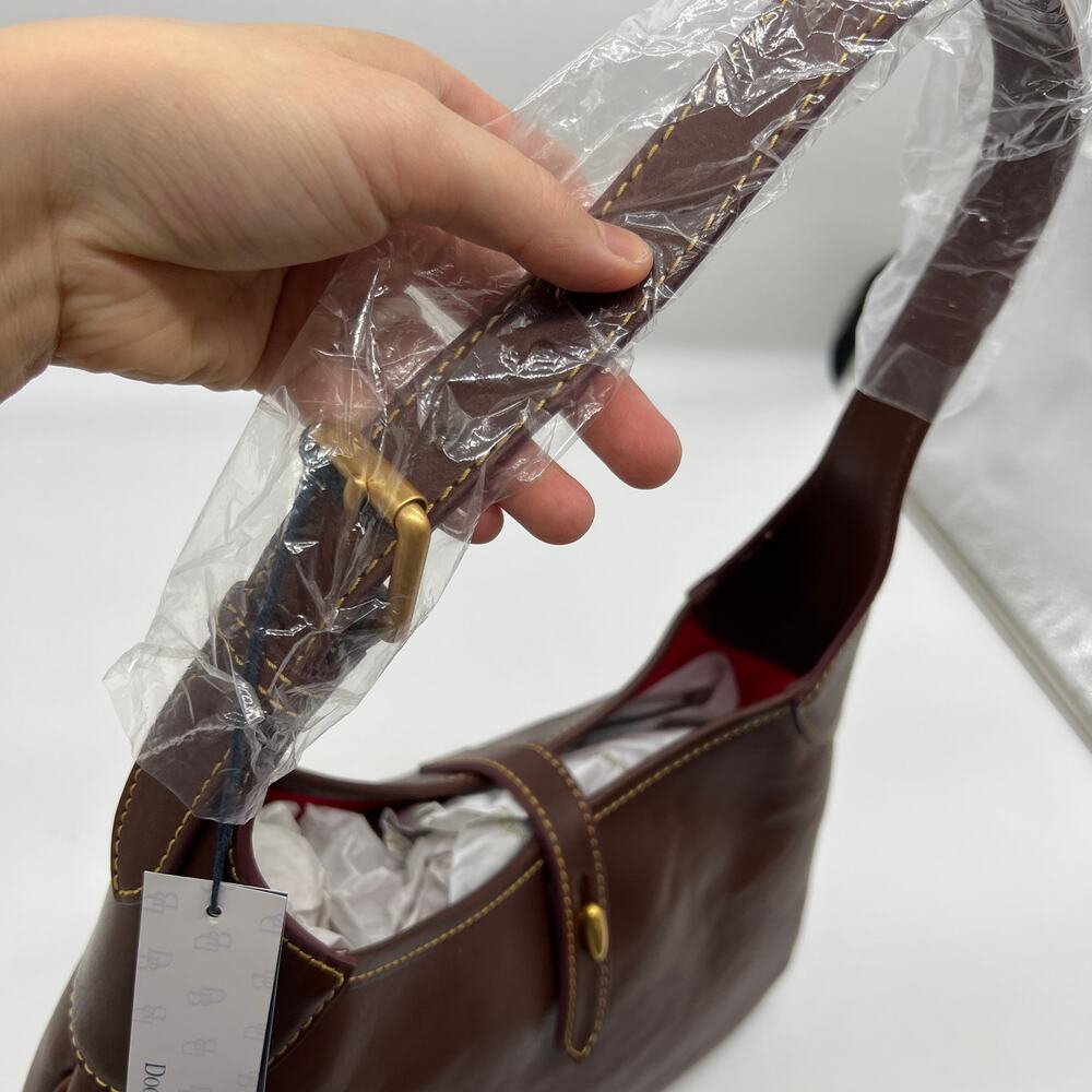 Dooney & Bourke Florentine Leather Crescent Hobo Women Purse Chestnut - Picture 11 of 16